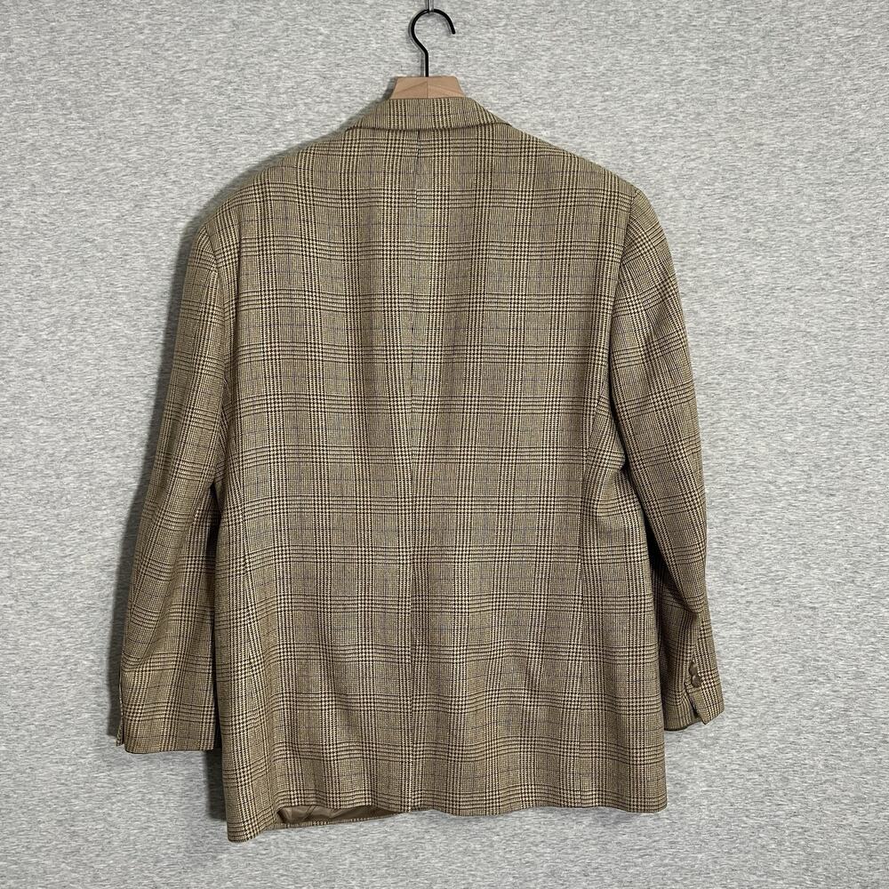 Vintage Bill Blass Glen Check Sports Jacket Blazer Mens 42 Tan Silk Blend - Picture 5 of 16